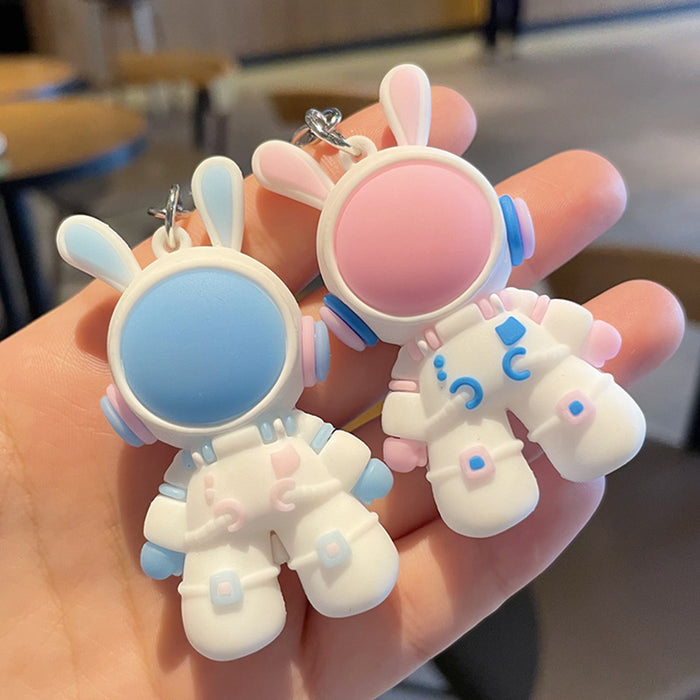 Wholesale Cartoon Space Rabbit Car Keychain Cute Creative Backpack Pendant Astronaut Bag Pendant Small Gift