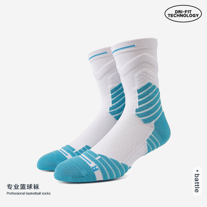 Wholesale Summer professional basketball socks training anti slip running mid tube socks breathable sports sweat absorbing long socks