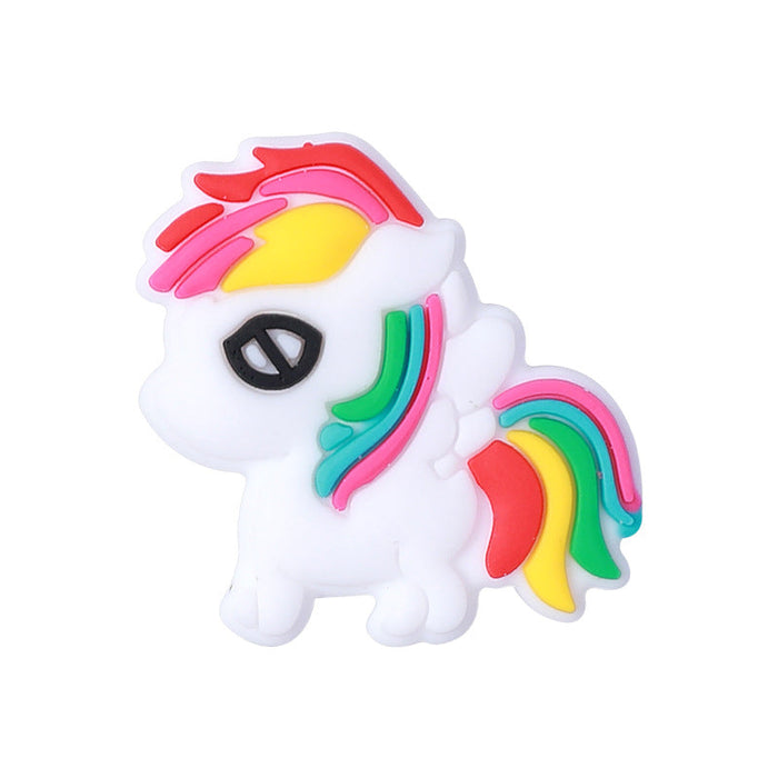 Wholesale 20PCS New Rainbow Little Horse Silicone DIY Cartoon Beads JWE-BDS-HeX013