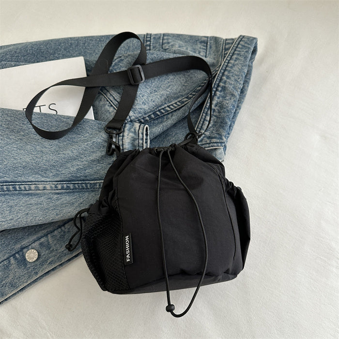 Wholesale Small niche design drawstring bucket bag, outdoor sports, leisure, fashion, versatile nylon crossbody bag