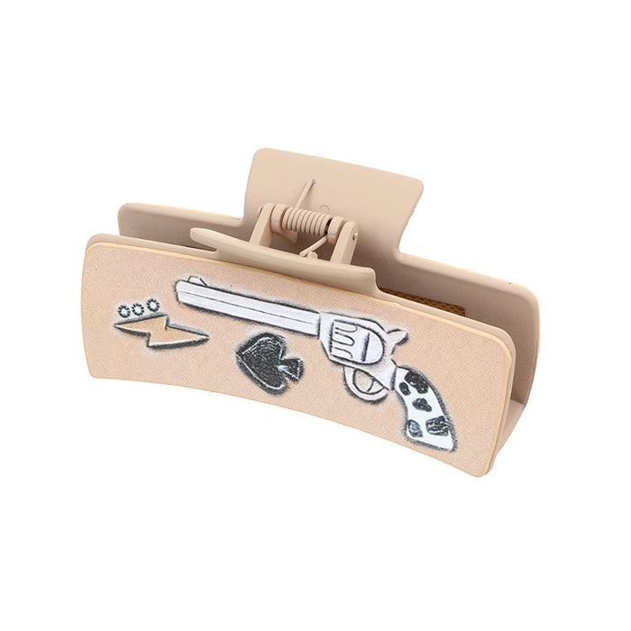 Wholesale Western Denim Wind Cactus Leather Women' s Hairpin Grab Clip Shark Clip