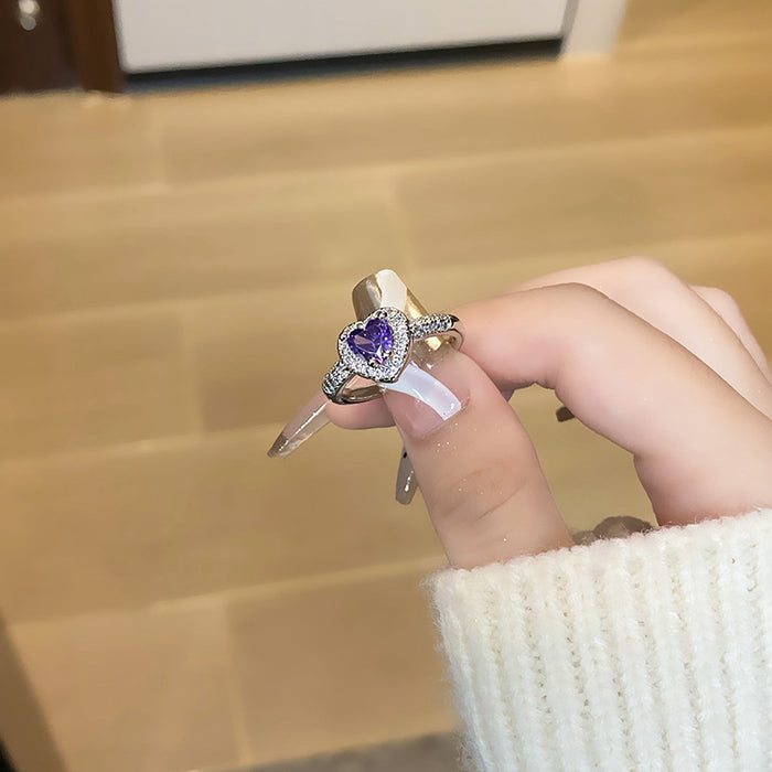 Wholesale Light luxury purple diamond zircon series temperament versatile open ring with niche design sense