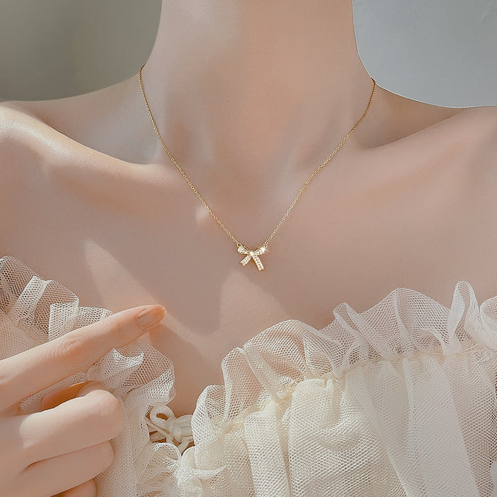 Wholesale Bow collarbone necklace