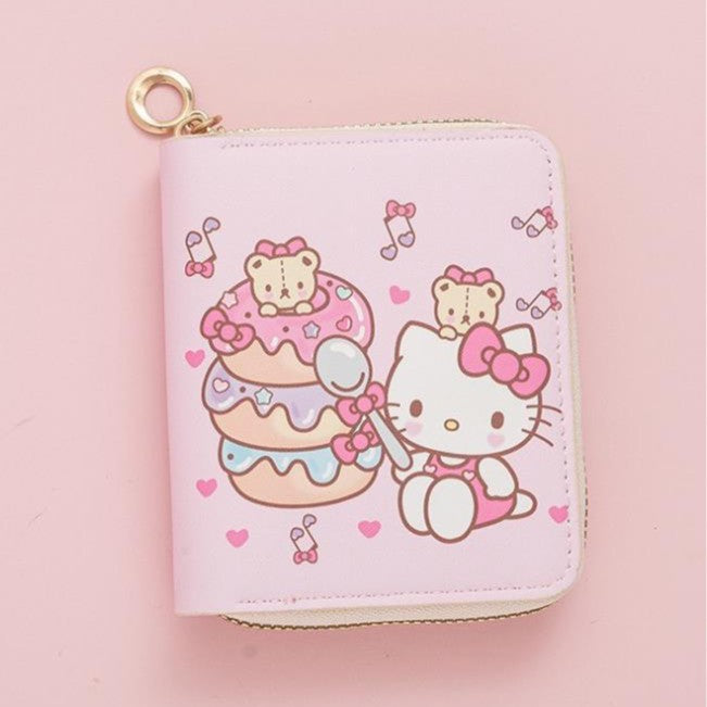 Wholesale Cute Short Waterproof Zip Wallet with Kitten Design