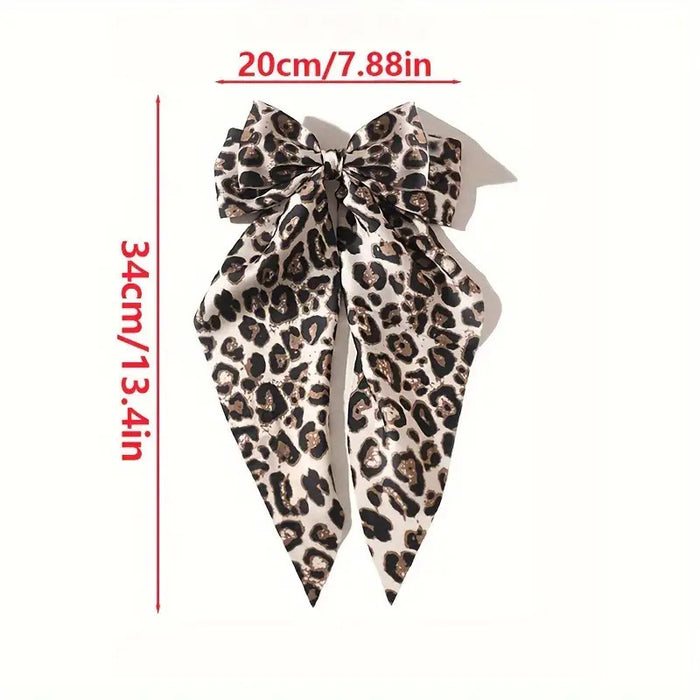 Wholesale Vintage Leopard Bow Print Ribbon Spring Clip Hair Clips JDC-HC-Zhenr001