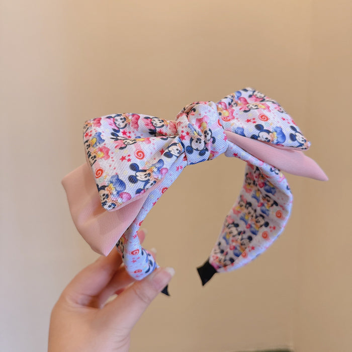 Wholesale Cartoon Cute Color Matching Temperament Double Layered Bow Headband （S） JDC-HD-Huaj020