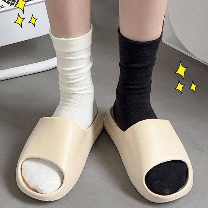 Wholesale White mid length socks made of pure cotton, high cut, and elastic, long socks that absorb sweat and pile up socks