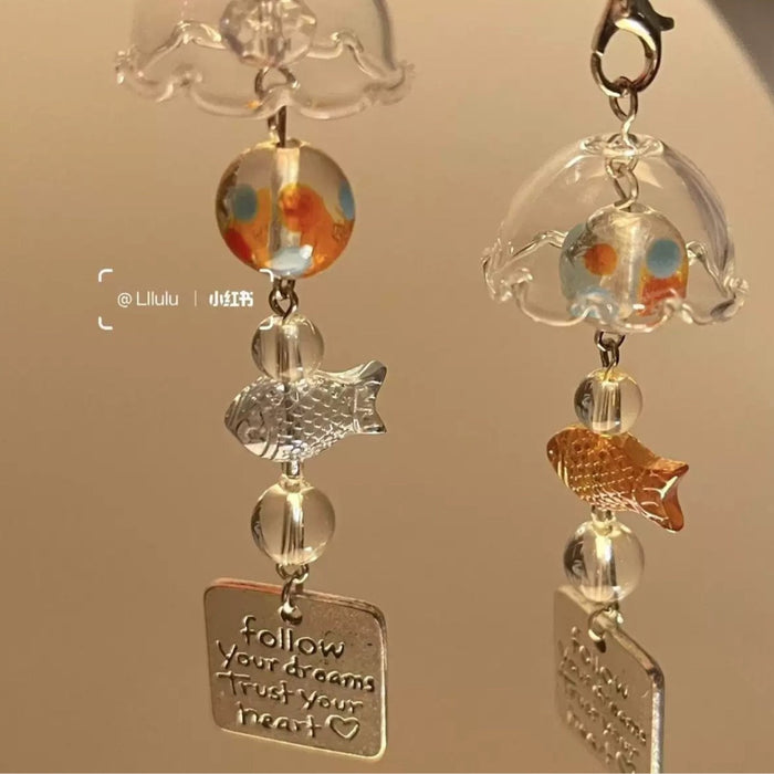 Wholesale goldfish wind chime phone case pendant bracelet beads pendant accessories
