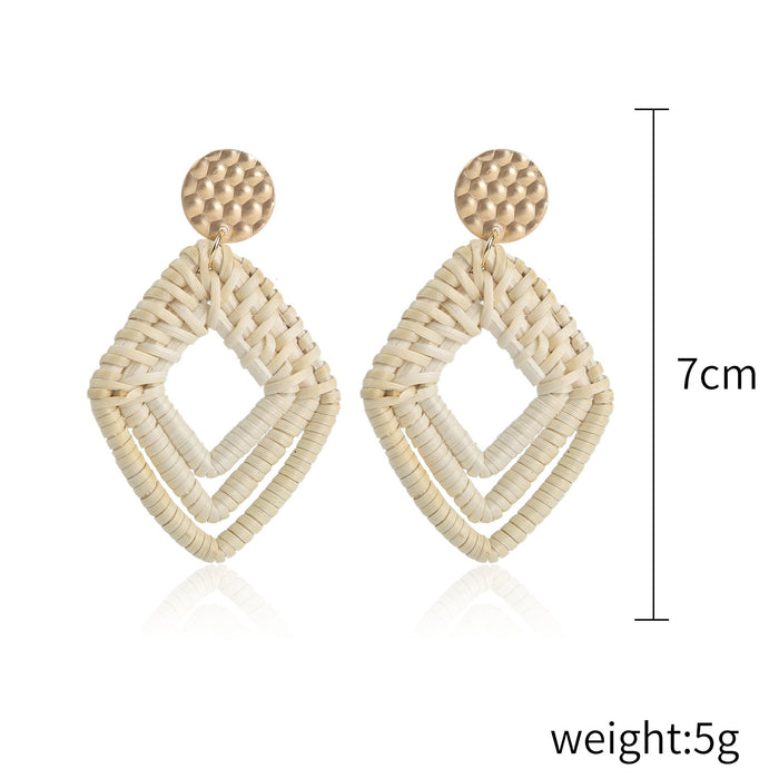 Wholesale Wooden Bohemian Rattan Earrings JDC-ES-ManY053