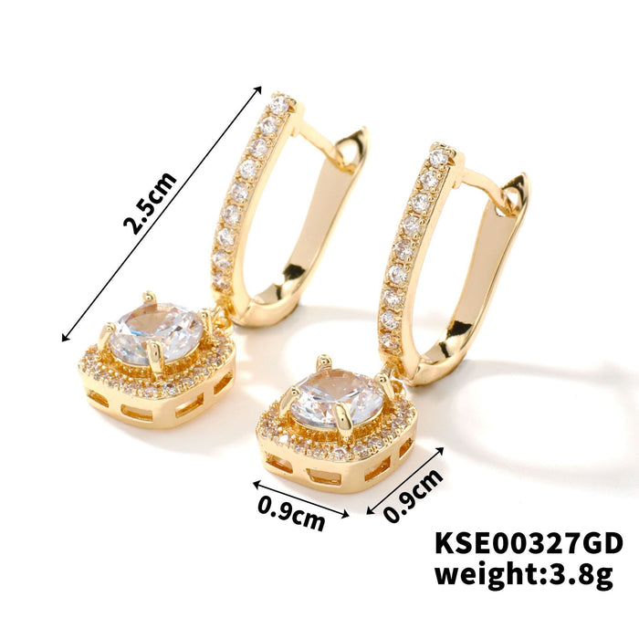 Wholesale Exquisite high-end micro inlaid zircon versatile fashionable ear buckle earrings square earrings wholesale