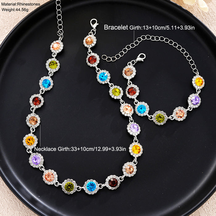 Wholesale Set of colored zircon-set bracelets and necklaces as jewelry.