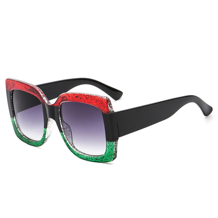 Wholesale Large-framed tricolor square crystal sunglasses