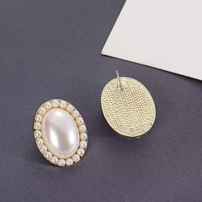 Wholesale Light luxury high-end pearl earrings with super sparkling zirconia diamond temperament earrings, trendy and versatile earrings