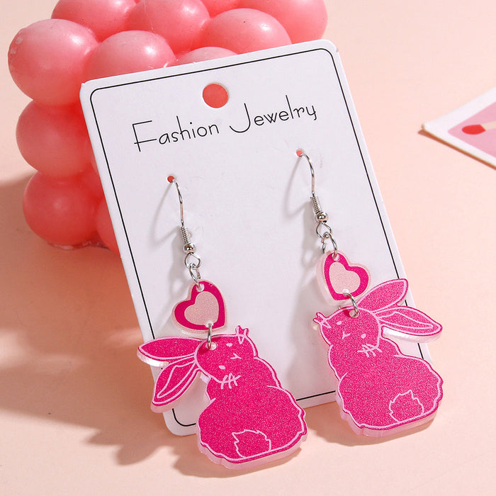 Wholesale Easter Rainbow Eggs Love Rabbit Earrings Cute Ghost Colorful Acrylic Earrings Sweet Earrings