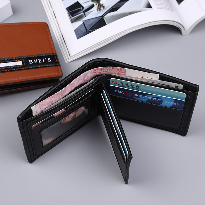 Wholesale PU Leather Men' s Bifold Wallet with Letter Design and Multiple Card Slots Stylish Everyday Accessory