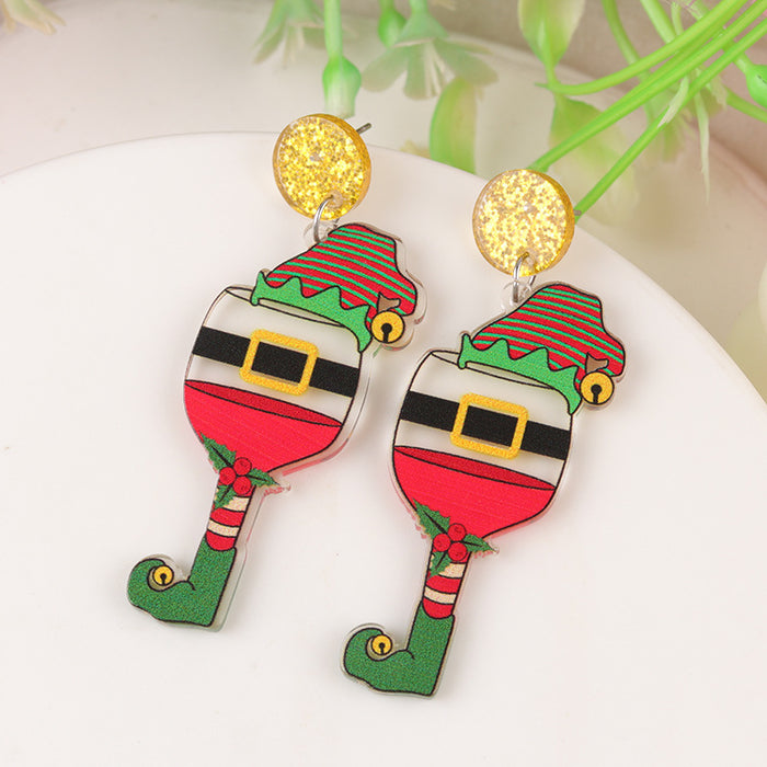Wholesale Cartoon Christmas Series Elk Gloves Acrylic Earrings Exaggerated Design Earrings