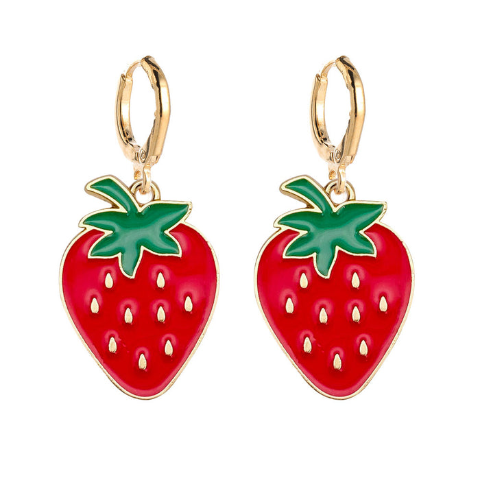 Wholesale fruit earrings Lemon avocado strawberry cute fruit alloy drop earrings jewelry