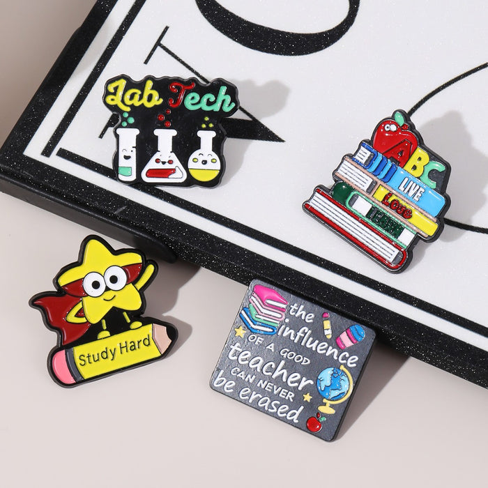 Wholesale Back to school season cartoon brooch colorful book metal decorative badge