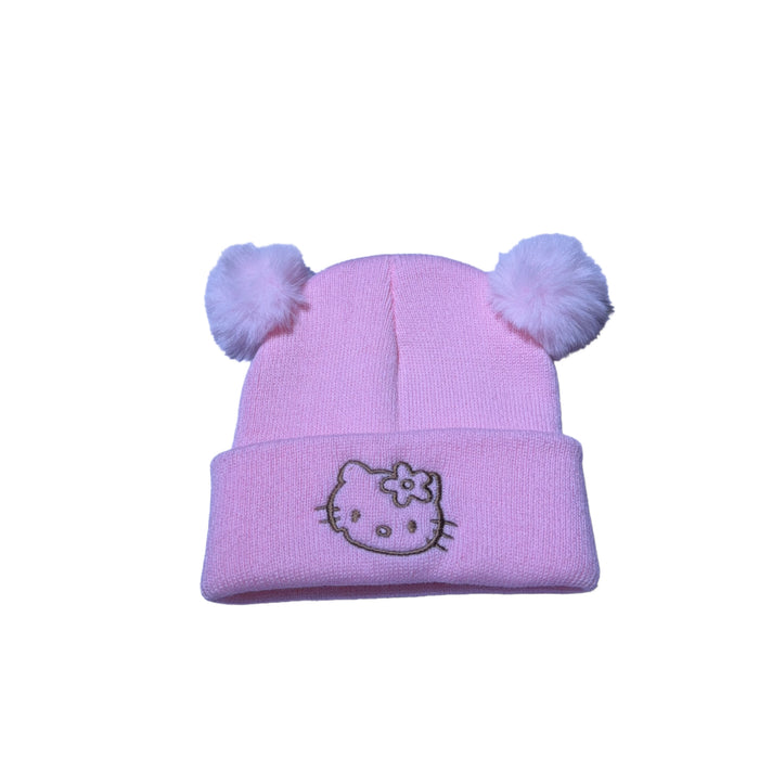 Wholesale Cute Kitten Embroidered Knitted Hat Cartoon Cat Beanie Warm Hat Children' s Pullover Hat