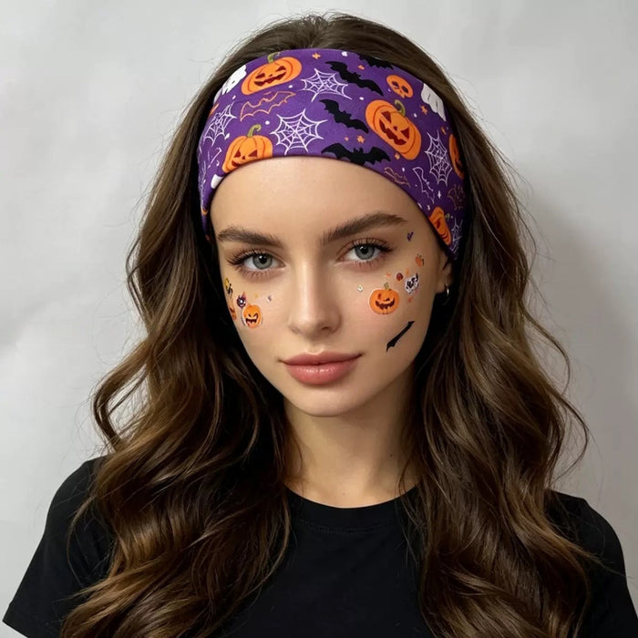 Wholesale  Women S Cute Pumpkin Ghost Print Elastic Headband Party Accessory