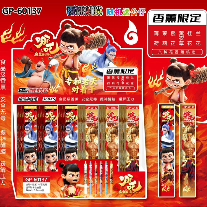 Wholesale 36pcs Cartoon Blind Box Press Pen Cartoon Metal Pen Clip Press Laser Black