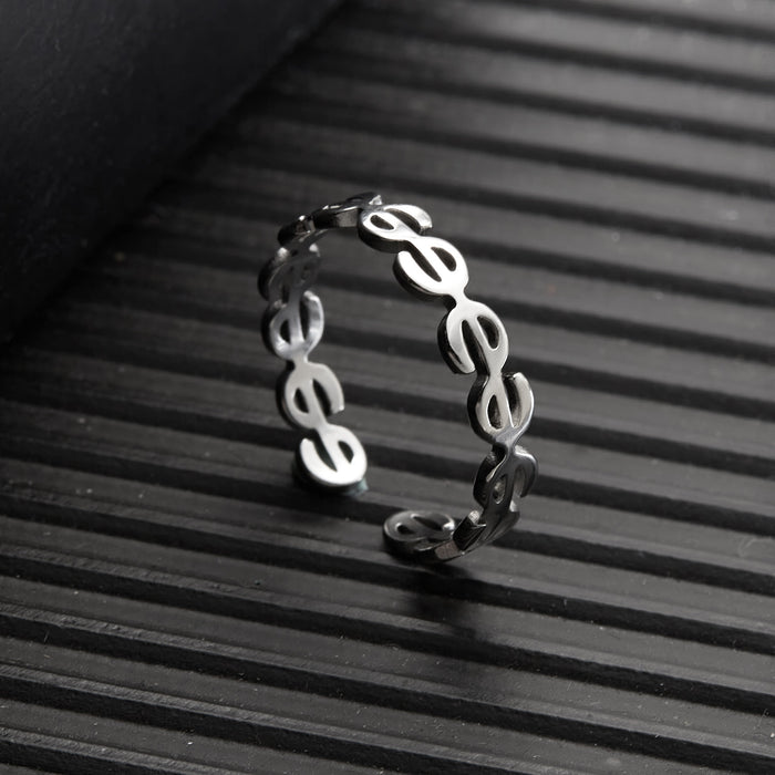 Wholesale New stainless steel copper coin ring creative dollar sign opening adjustable hand jewelry for women