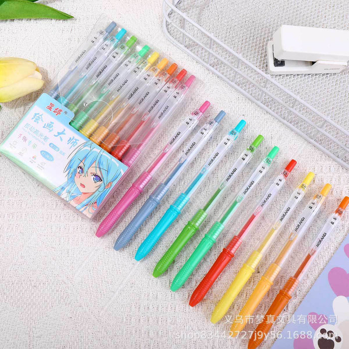 Wholesale 9pcs/ box Painting Hand Account Pen Set Large Capacity Color Press Pen