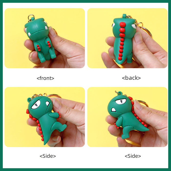 Wholesale  Dinosaur  key chain pendant PVC glue cartoon  doll schoolbag pendant key chain