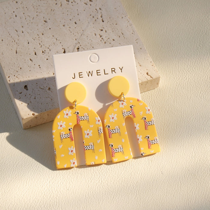 Wholesale Cute Dog Graffiti Acrylic Pendant Earrings