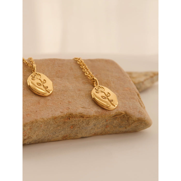 Wholesale Necklace, flower pendant, collarbone chain, titanium steel, simple stainless steel sweater chain