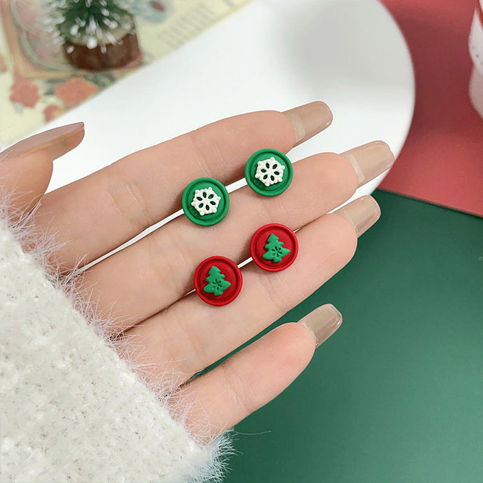 Wholesale Alloy Earrings Christmas Cute Candy Snowflakes JDC-ES-shuangx005