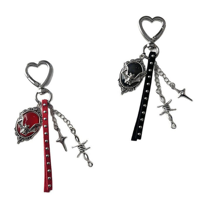 Wholesale Gothic Cross Keychain Bag Charm Black Zinc Alloy Car Key Accessory Resale