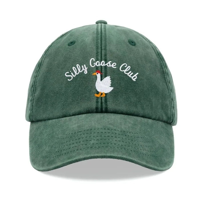 Wholesale Washed Baseball Cap With Goose Print And English Letters Black Adjustable Sun Hat For Summer