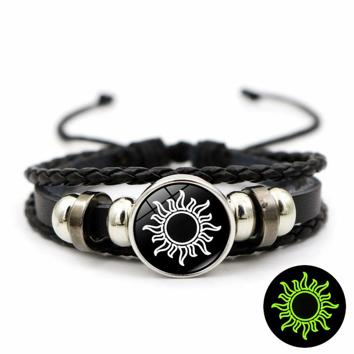 Wholesale Sun Moon Leather Bracelet Vintage Multi-layer Beaded Woven Bracelet Gift