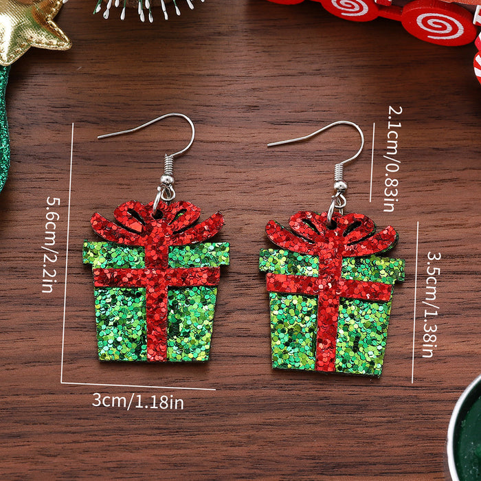 Wholesale Stylish Christmas Leather Pendant Earrings Handmade Square Jewelry Boutique Resale