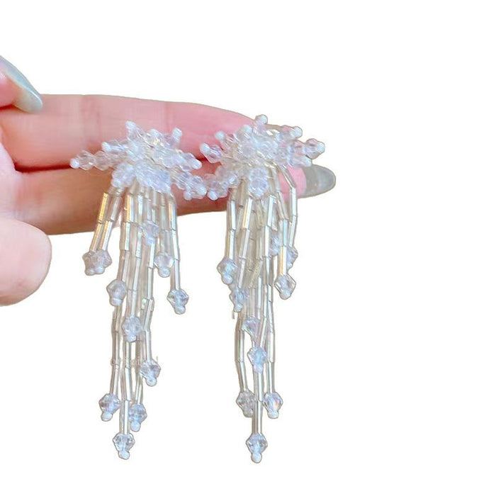 Wholesale Beaded flower tassel earrings with temperament earrings