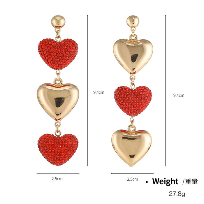 Wholesale Red Heart Diamond Earrings and Necklace Combination Set JDC-NE-KenJie014