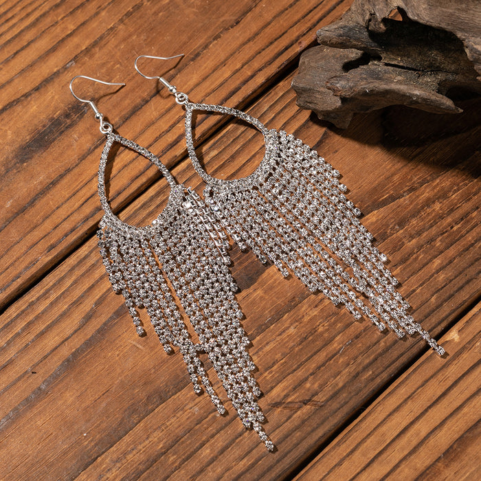 Wholesale Tassel Water Diamond Claw Chain Full Diamond Earrings
