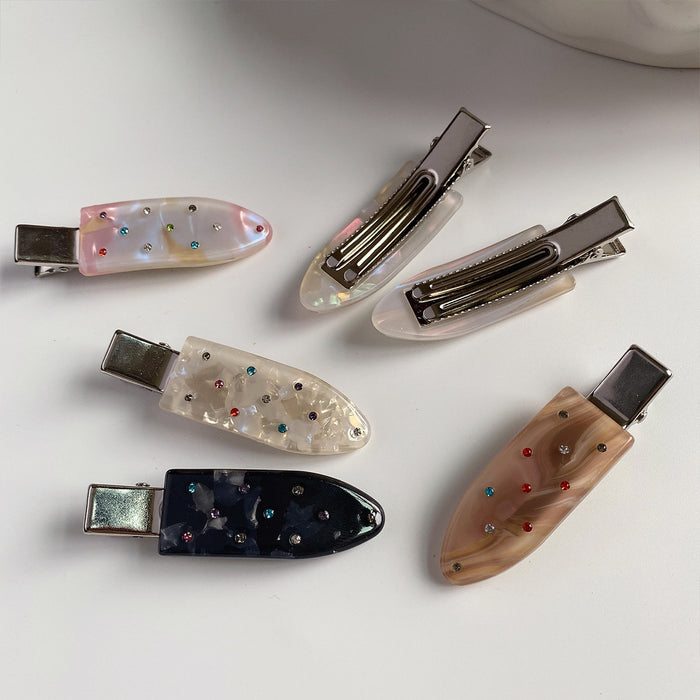 Wholesale Colorful diamond side hair clip with no trace, elegant edge clip, high-end feeling, duckbill clip, fashionable and versatile headband