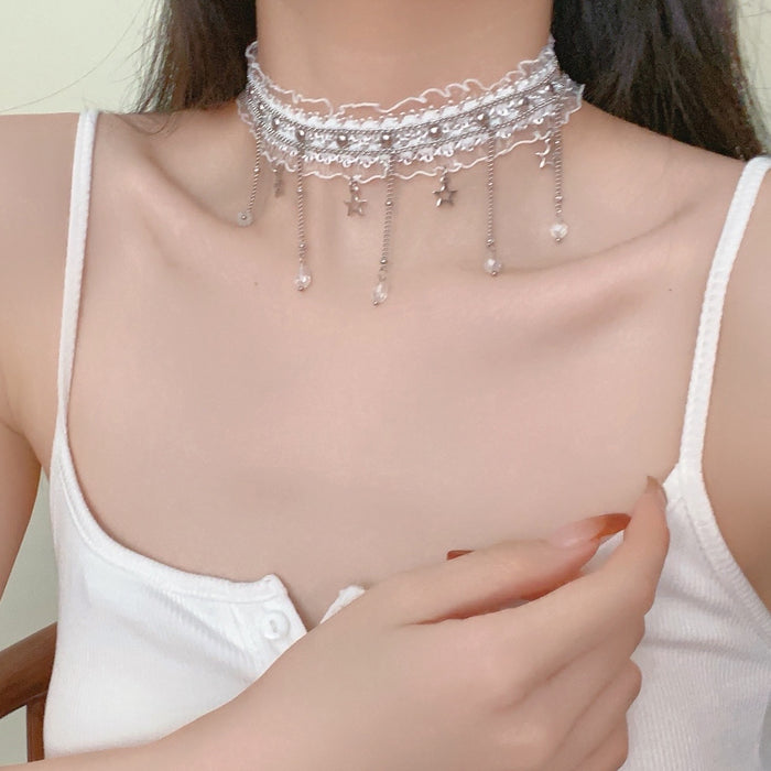 Wholesale Pendant lace collar fashionable punk niche collarbone chain neck ring accessory
