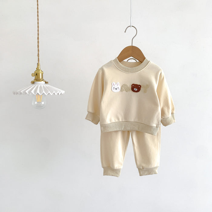 Wholesale Children's Hoodie Casual Set Cute Little Bear Letter Baby Long Sleeved 2-piece Set Baby Clothes JDC-BC-WeiNiS026