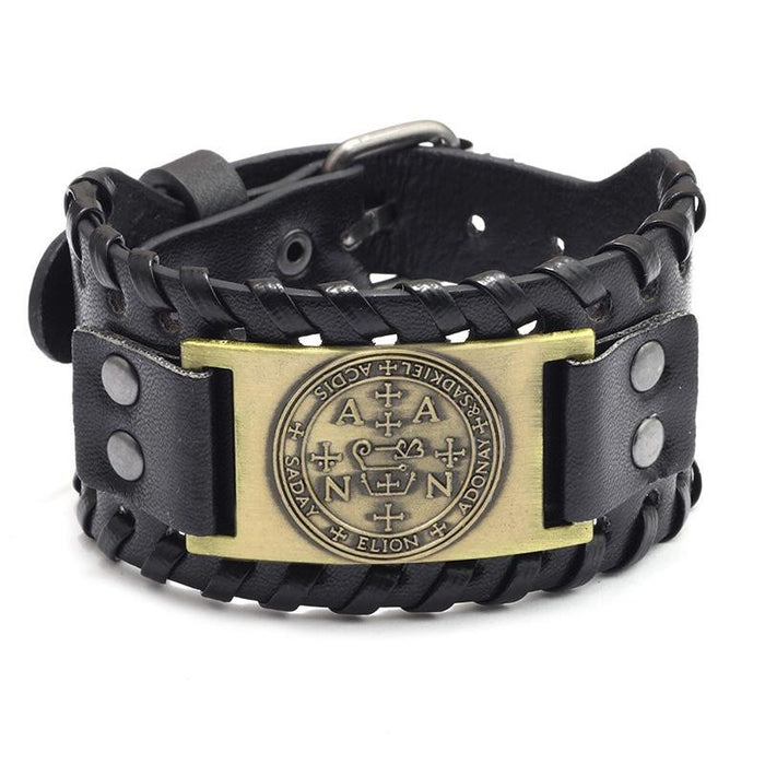 Wholesale Multi-layer Leather Wolf Head Men's Bracelet JDC-BT-FengH002