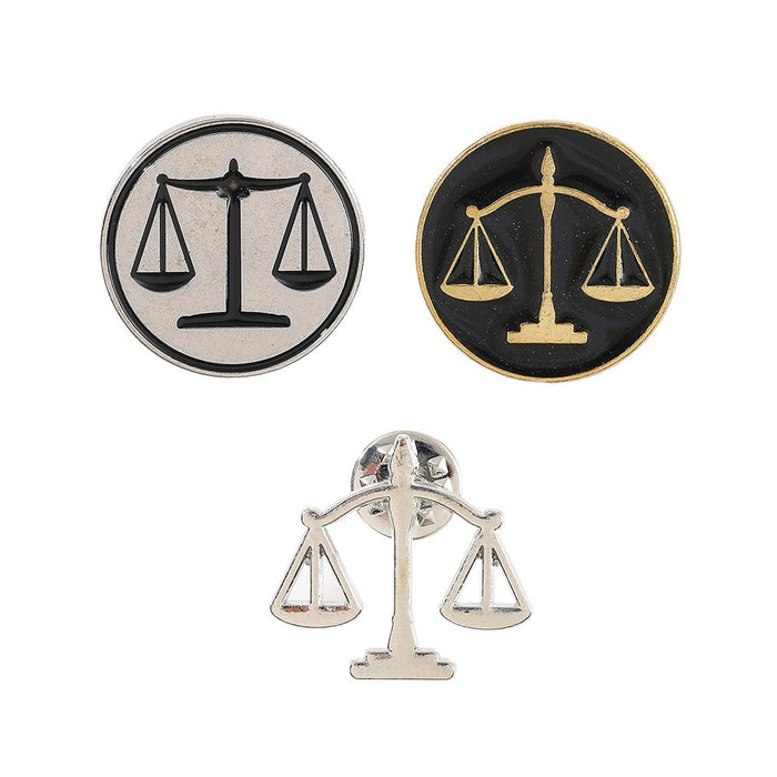 Wholesale Metal Balance Scale Brooch Stylish Justice Badge Pin Fun Decorative Hat Coat Accessory Gift