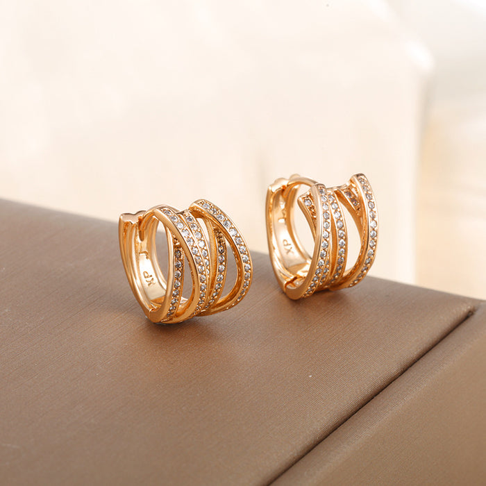 Wholesale Geometric Round Zirconia Hoop Earrings JDC-ES-XP018