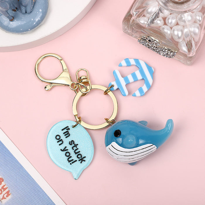 Wholesale Creative acrylic small whale keychain pendant cute couple small pendant personality car key ring small gifts