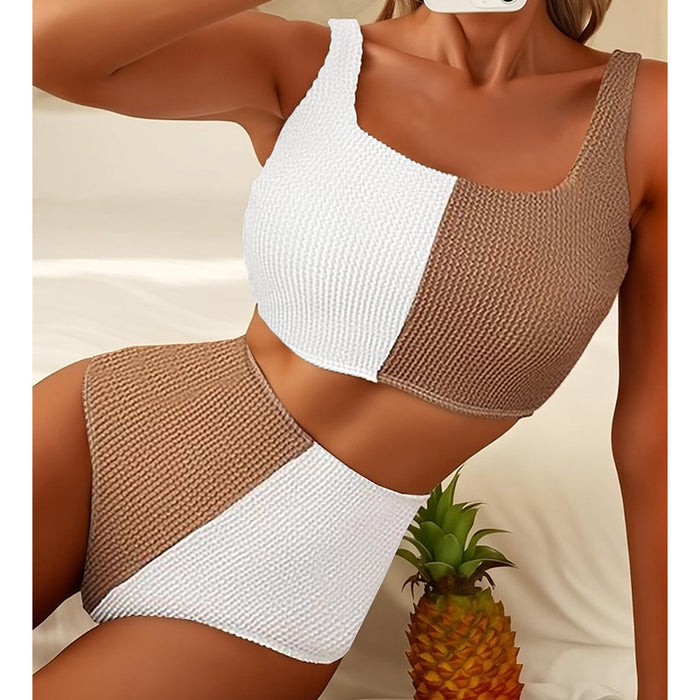 Wholesale Swimsuit color blocking splicing swimming hot spring vacation two-piece set bikini