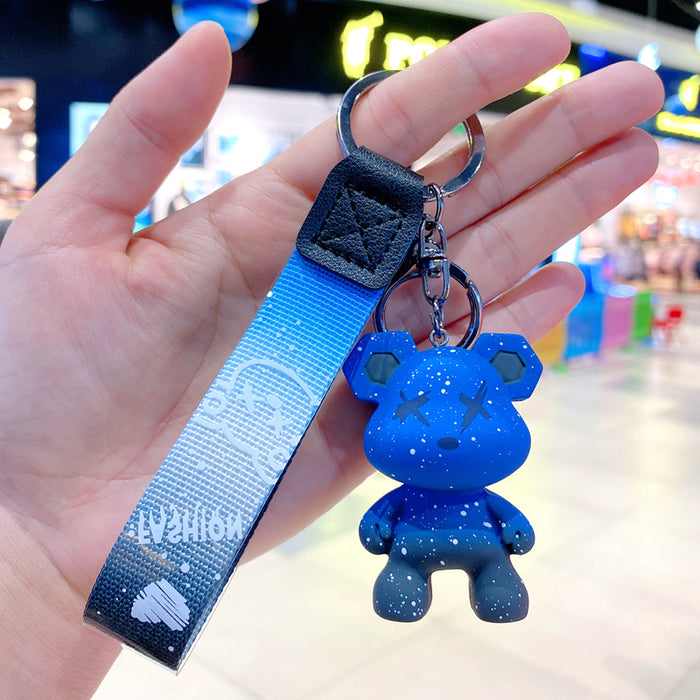 Wholesale Cartoon Starry Sky Chameleon Bear Keychain Cute Trendy Fashion Little Bear Car Keychain Couple Bag Pendant