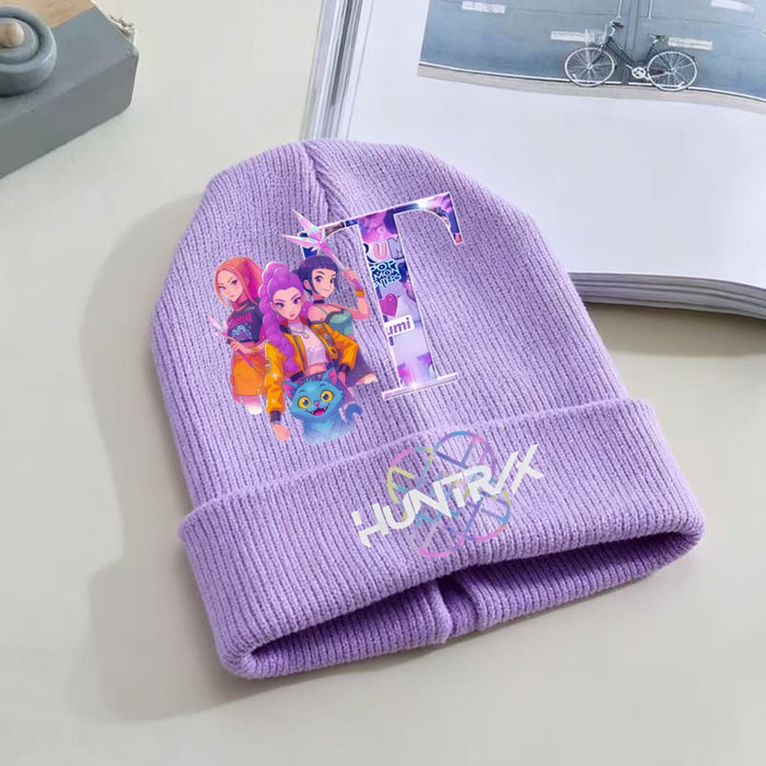 Wholesale KPOP Knitted Cartoon Letter Print Hat