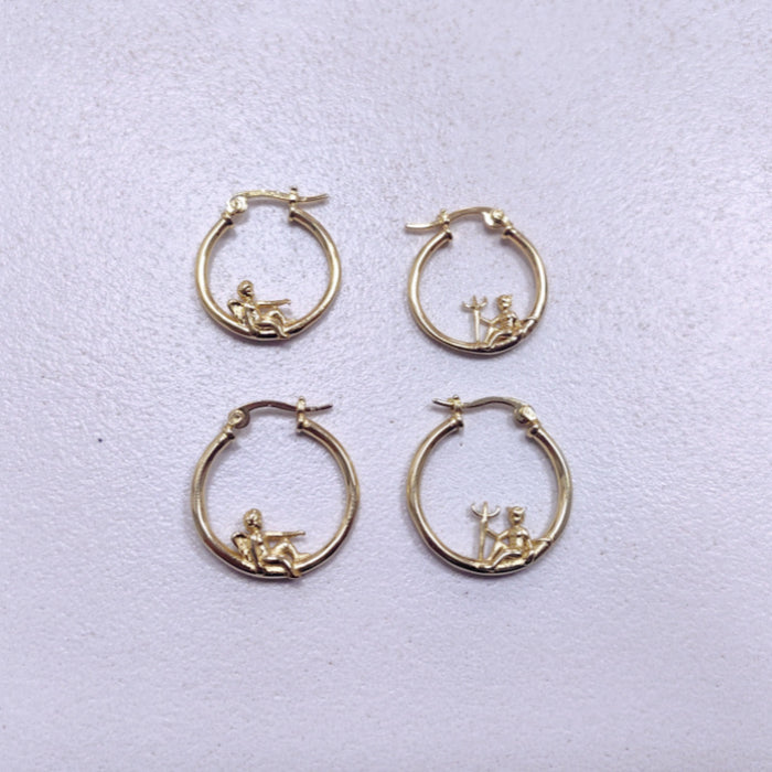 Wholesale  Copper Plated Gold Devil and Angel Earrings  Ear Buckle Jewelry