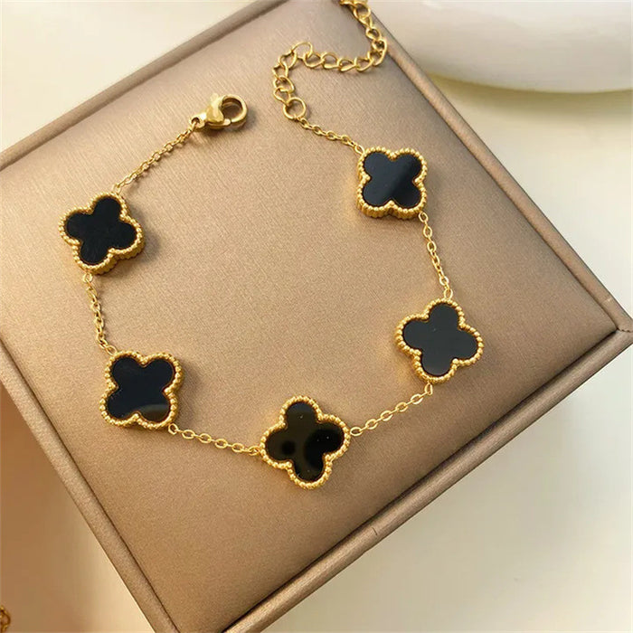 Wholesale 13mm Four Leaf Clover Bracelet Non Fading Five Flower Fritillaria Versatile Bracelet, Unique Handpiece